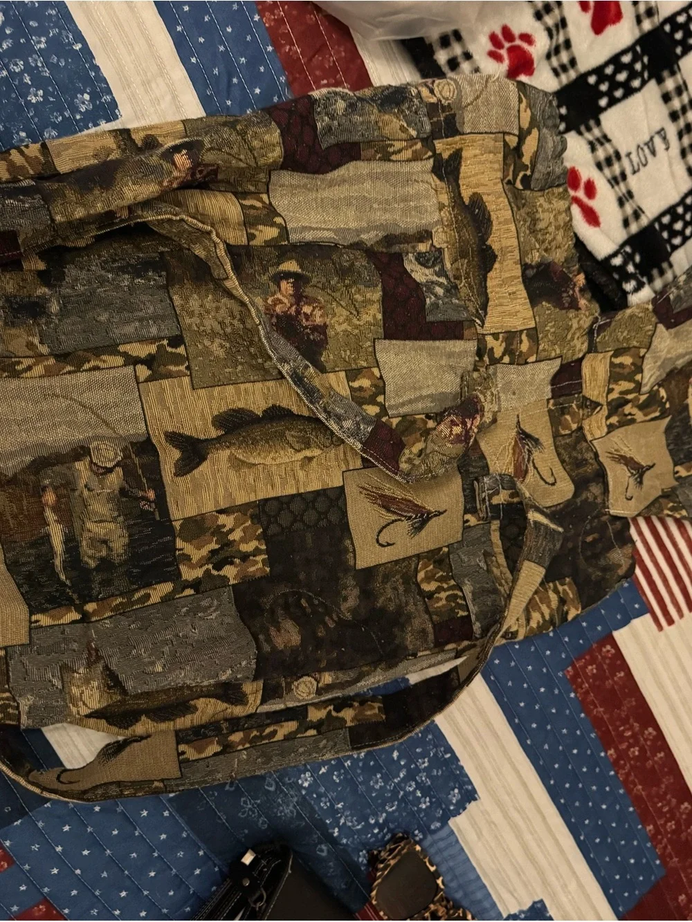 Canvas Outdoor Patterned Tote Bag - Brown/Camo